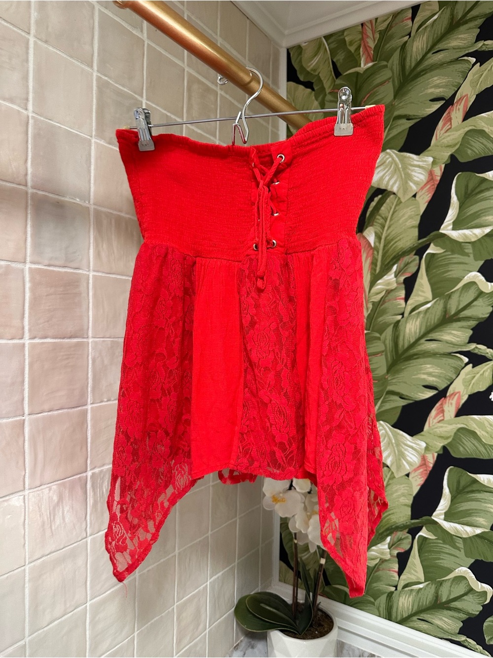 Venus brand red lace Y2K babydoll halter top